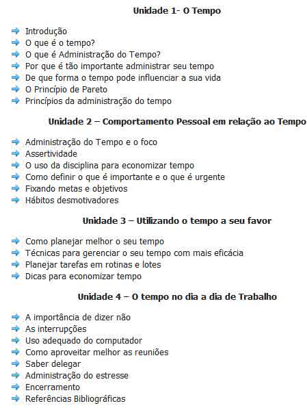 curso administração do tempo