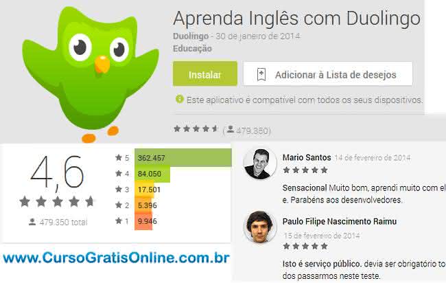 aprender inglês com app duolingo