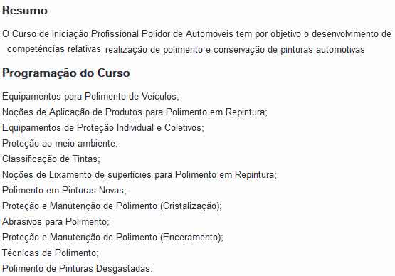 curso de polimento senai