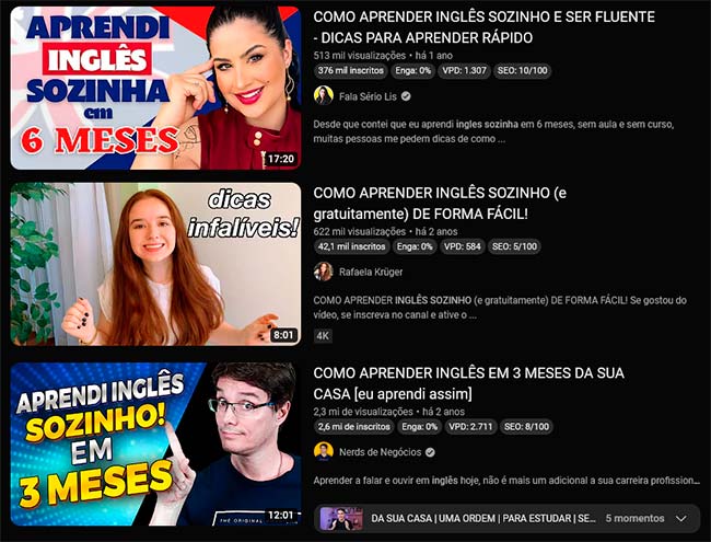 como estudar inglês no youtube