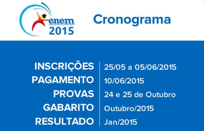 cronograma enem 2015