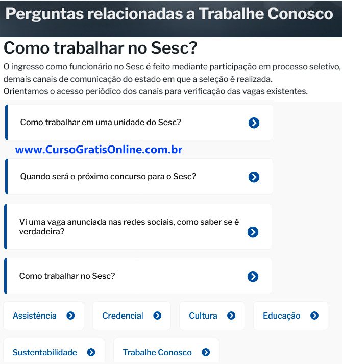 como trabalhar no sesc