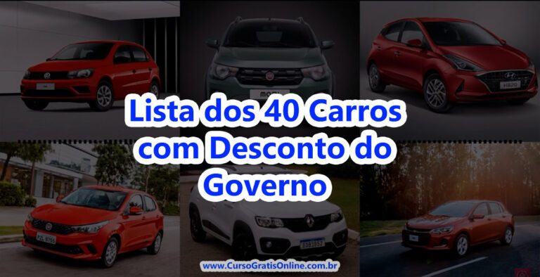 Lista dos 40 Carros com Desconto do Governo: Preços e Modelos