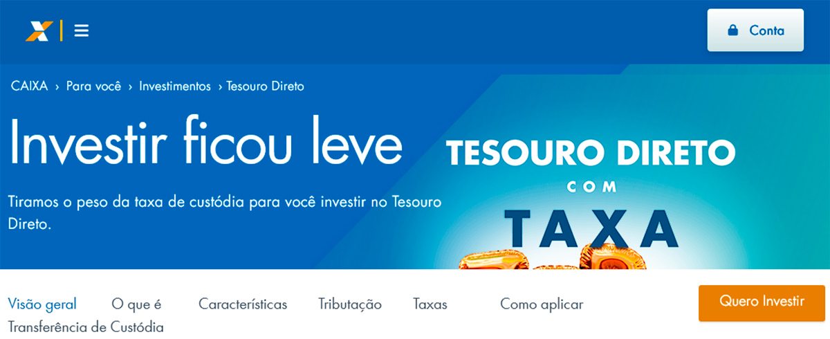 como investir no tesouro direto pela caixa